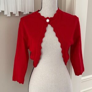 Grace Karin Red Scallop-Edge Cropped Bolero